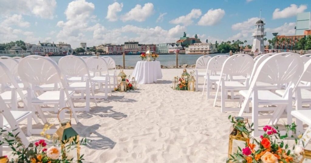 beach ceremony setting at Disney's Yacht Club Resort