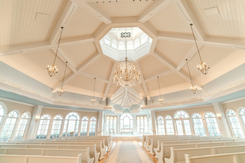 Wedding pavilion aisle view.
