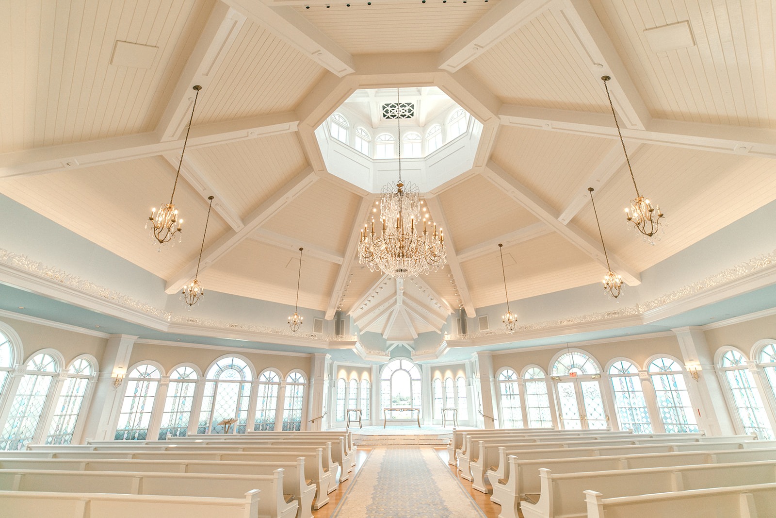Wedding pavilion aisle view.